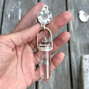 Star light of Sirius-  Clear quartz with clear quartz 24 sided Vogel master crystal