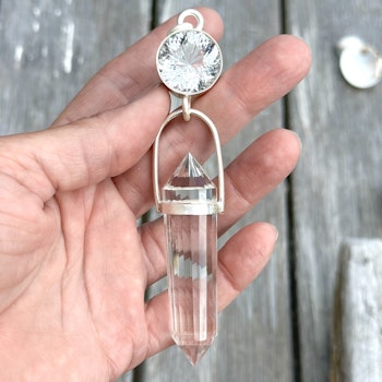 Star light of Sirius-  Clear quartz with clear quartz 24 sided Vogel master crystal