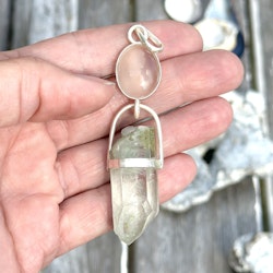 Natural moonstone (with cat eye effect) with light Lodolite