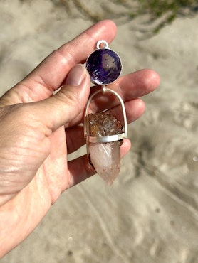 Ocean of love- Amethyst with Quan Yin Lodolite