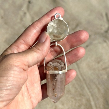 Peace keeper-   White Phantom Lodolite with Quan Yin Lodolite