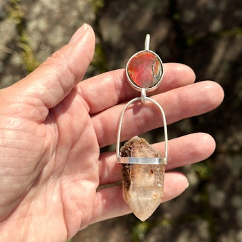 Fire Queen-  Fire Ammonite with Quan Yin Lodolite