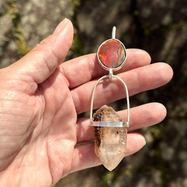 Fire Queen-  Fire Ammonite with Quan Yin Lodolite
