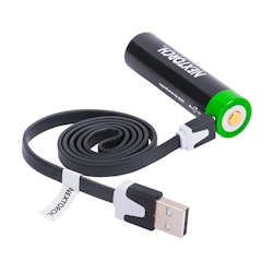 Nextorch laddningsbart 18650, med inbyggd USB-laddport inkl laddkabel