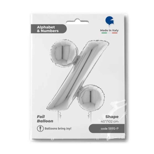 Teckenballong Folie % Procent Silver 100cm