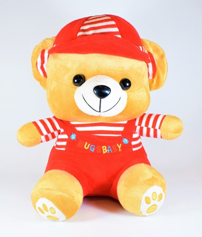 Nalle Hugsbaby Röd & Vit Tröja, 32 cm