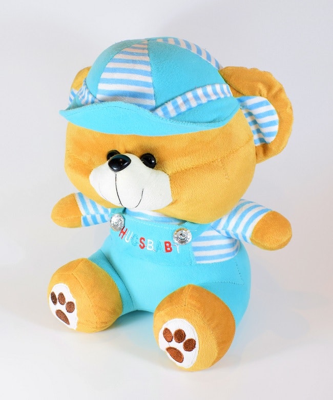 Nalle Hugsbaby Turkos & Vit Tröja, 29 cm
