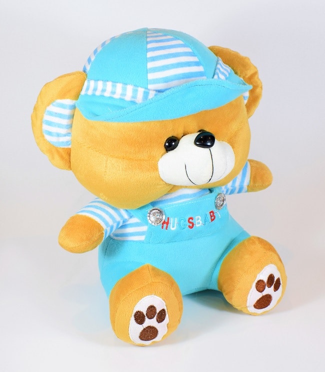 Nalle Hugsbaby Turkos & Vit Tröja, 29 cm
