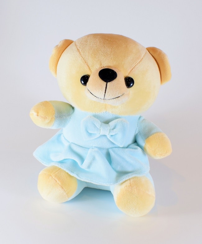 Nalle med Rosett Babyblå 20 cm
