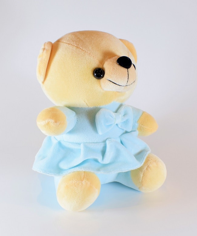 Nalle med Rosett Babyblå 20 cm