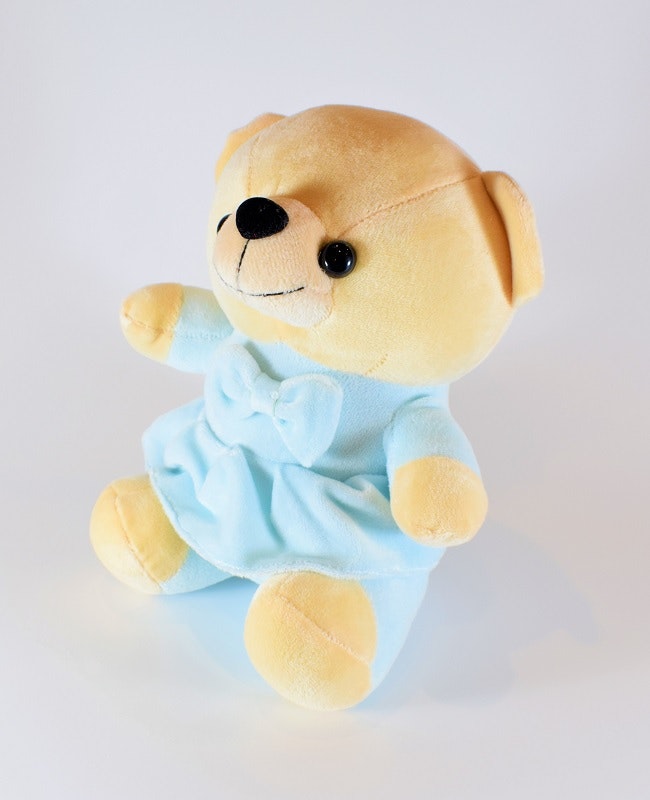 Nalle med Rosett Babyblå 20 cm