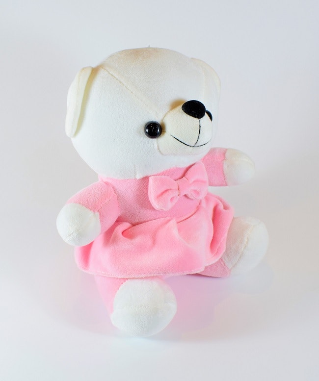 Nalle med Rosett Babyrosa 20 cm