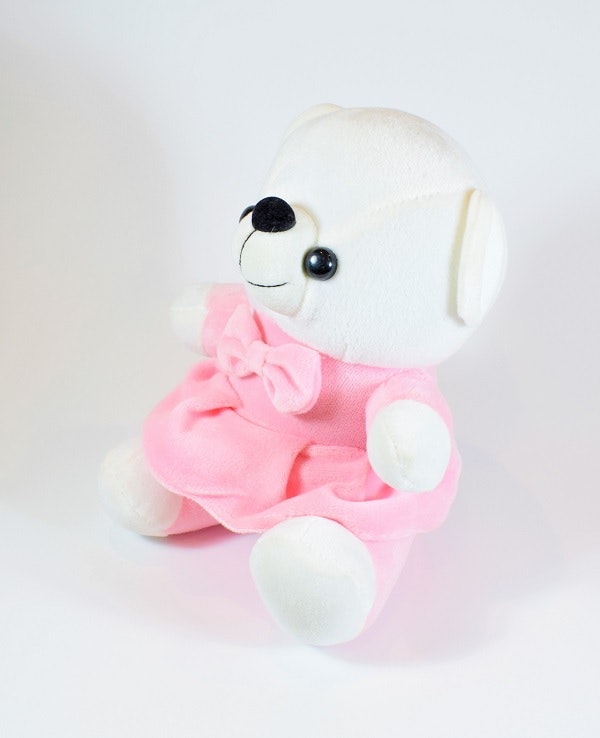 Nalle med Rosett Babyrosa 20 cm