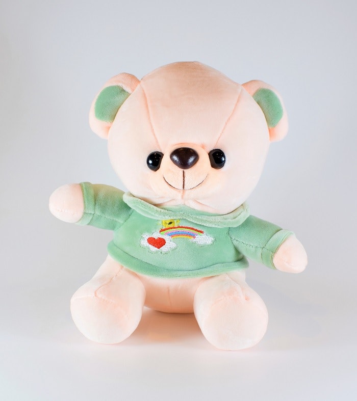 Nalle med Regnbåge Grön 20 cm
