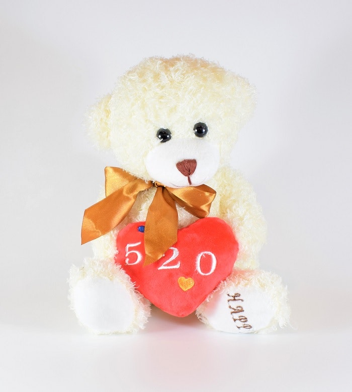 Vit Nalle med Rött Hjärta 20 cm