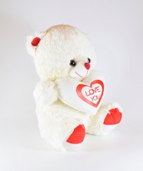 Vit nalle med hjärta, Love U 25cm