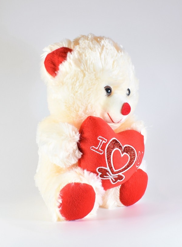 Beige Nalle med Hjärta, I Love U 25cm