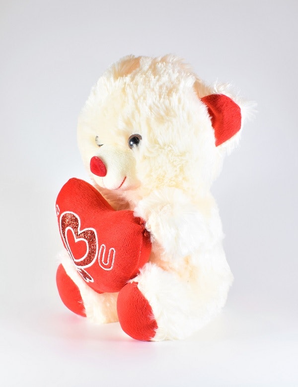 Beige Nalle med Hjärta, I Love U 25cm
