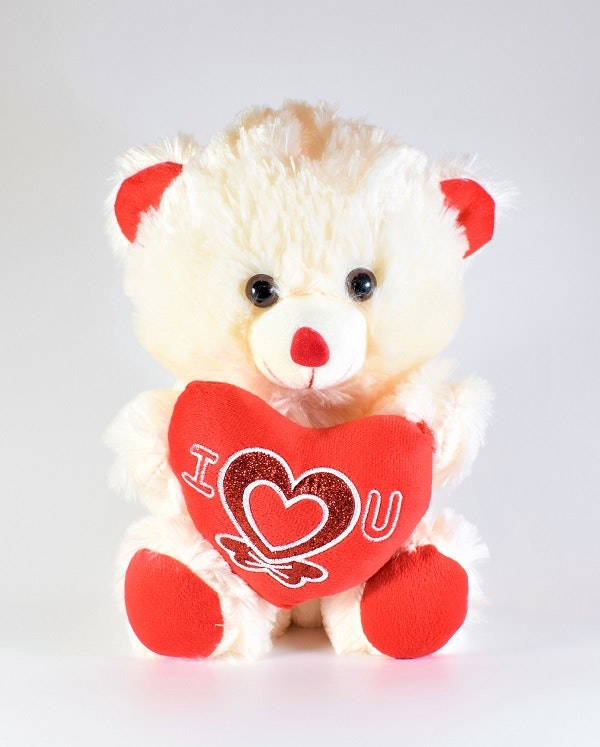 Beige Nalle med Hjärta, I Love U 25cm