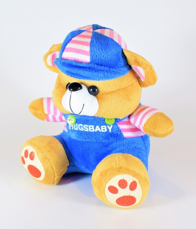 Nalle Hugsbaby Blå & Vit / Rosa Tröja, 18 cm
