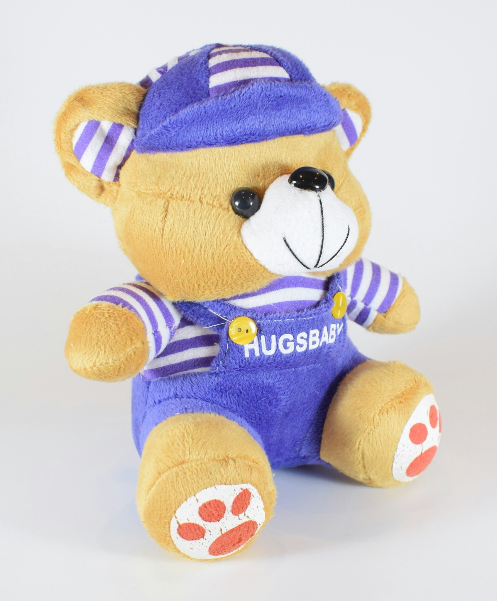 Nalle Hugsbaby Mörk Blå & Vit / Lila Tröja, 18 cm