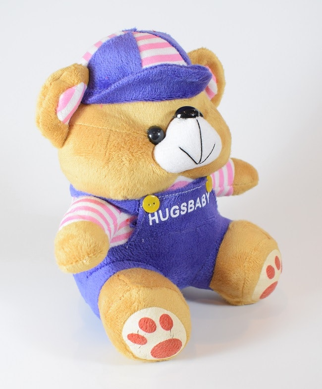 Nalle Hugsbaby Mörk Blå & Vit / Rosa Tröja, 18 cm