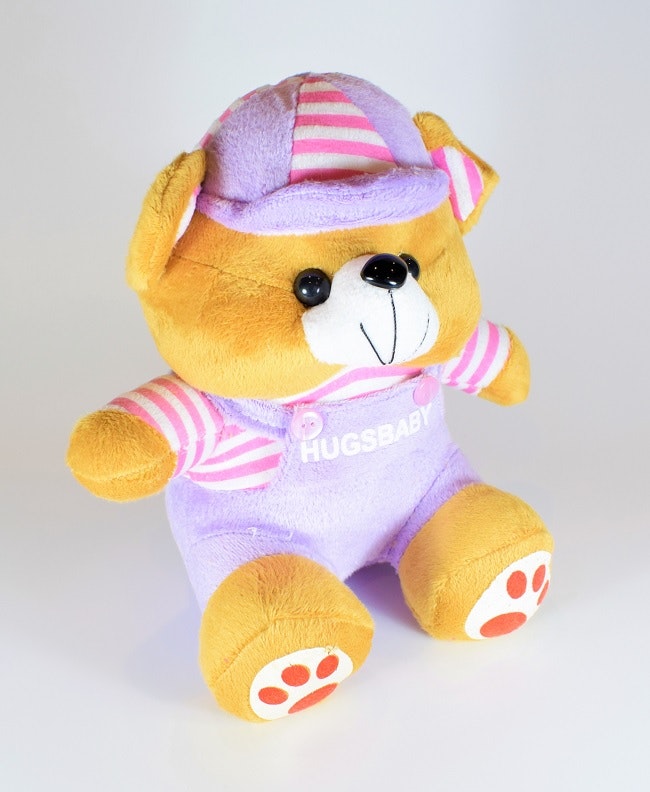 Nalle Hugsbaby Ljuslila & Vit / Rosa Tröja, 18 cm