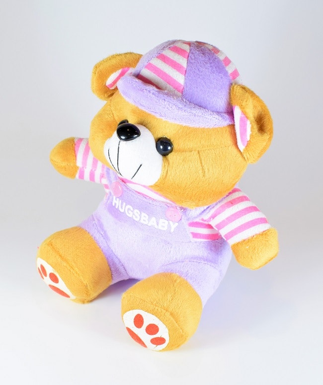 Nalle Hugsbaby Ljuslila & Vit / Rosa Tröja, 18 cm