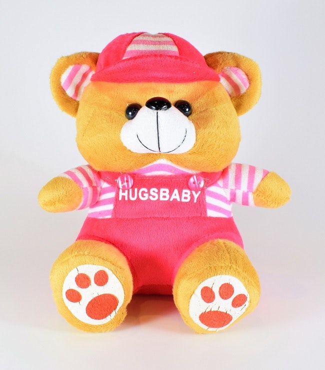 Nalle Hugsbaby Rosa & Vit / Rosa Tröja, 18 cm