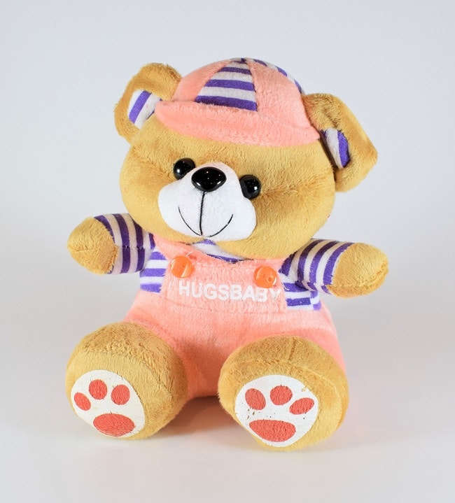 Nalle Hugsbaby Ljusrosa & Vit / Lila Tröja, 18 cm