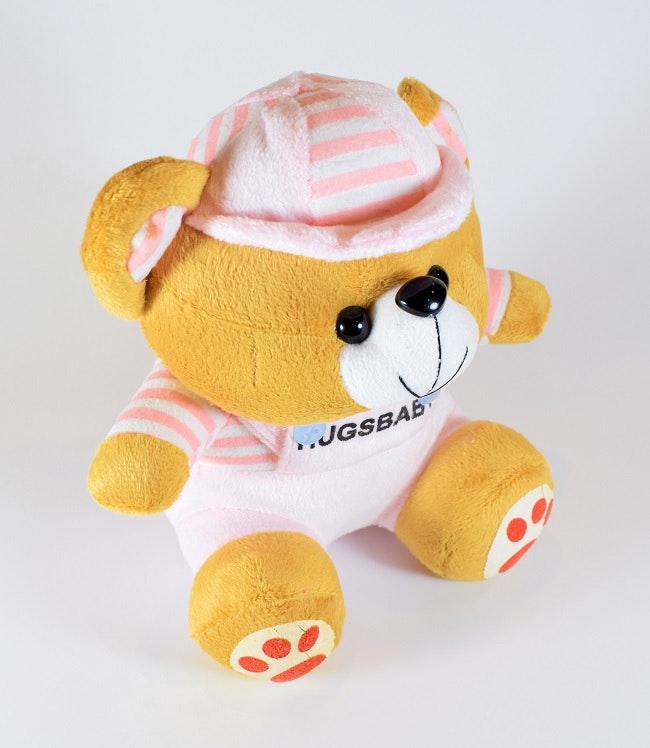 Nalle Hugsbaby Ljuslila & Vit Tröja, 18 cm