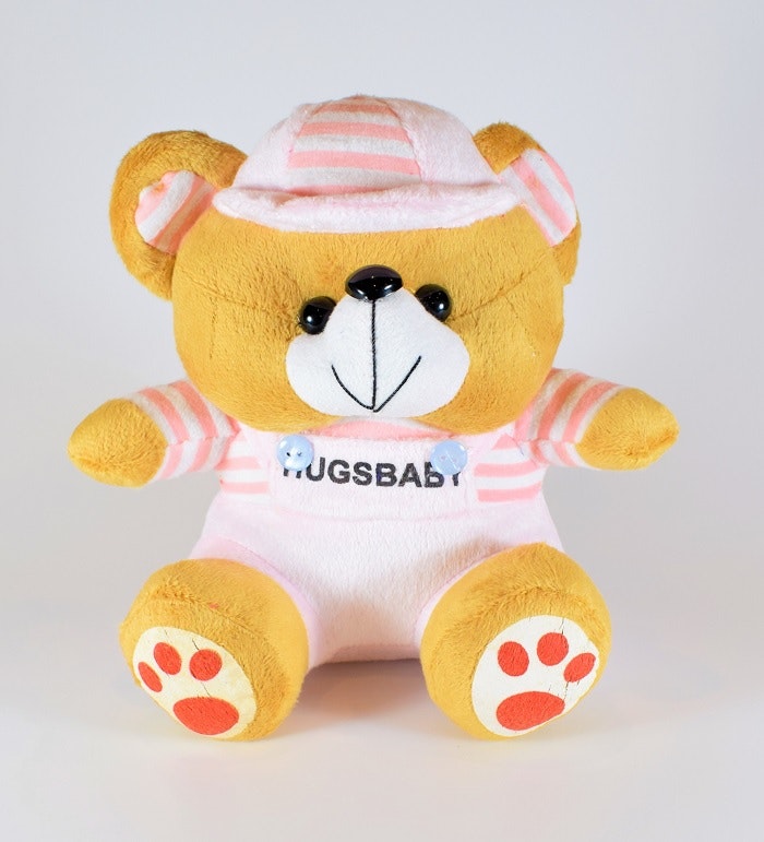 Nalle Hugsbaby Ljuslila & Vit Tröja, 18 cm