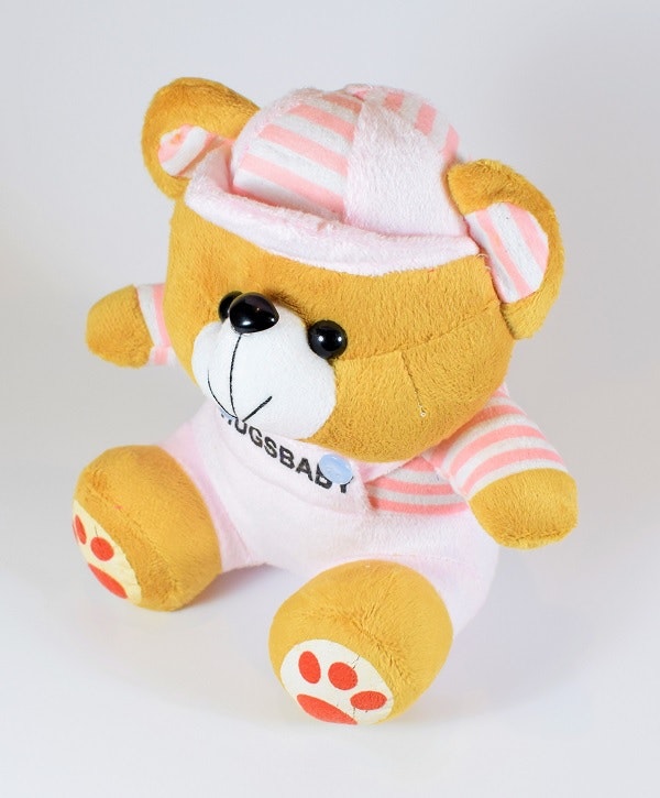 Nalle Hugsbaby Ljuslila & Vit Tröja, 18 cm