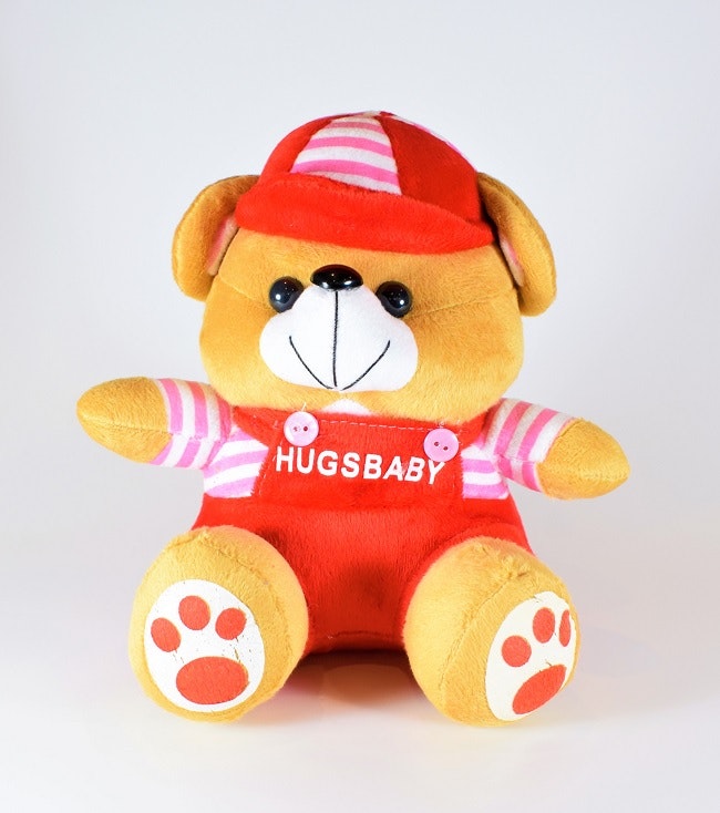 Nalle Hugsbaby Röd & Vit/ Rosa Tröja, 18 cm