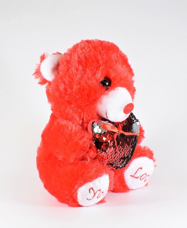 Röd Nalle med Paljetthjärta 20cm