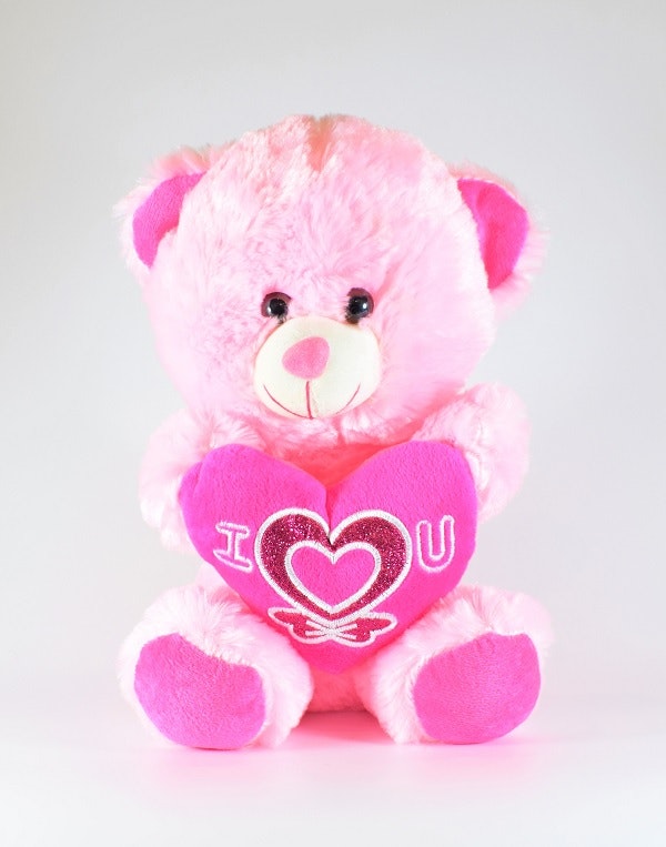 Nalle med Hjärta Rosa 25cm