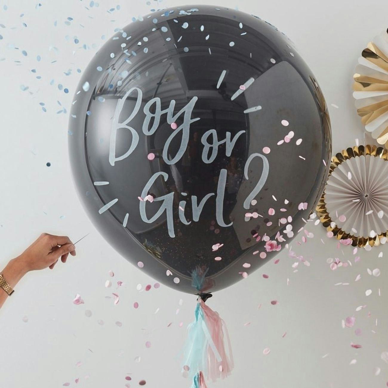 Gender Reveal, Babyshower ballong Boy or Girl? 56cm