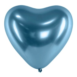 Hjärtballonger Professional Chrome Blue 30cm