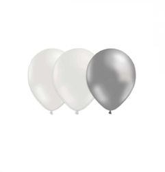 Ballongkombo Silver-Vit Metallic-Vit 28cm