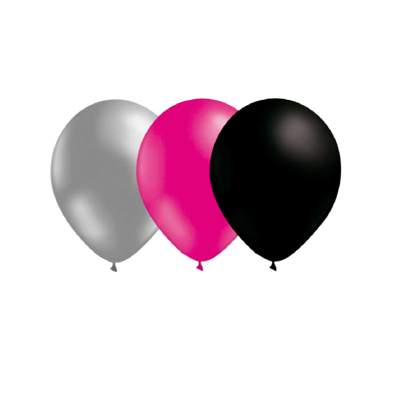 Ballongkombo Silver-Magenta-Svart 28cm