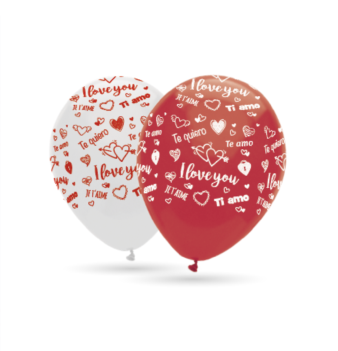 Latexballonger I Love You Vit & Röd