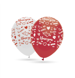 Latexballonger I Love You Vit & Röd