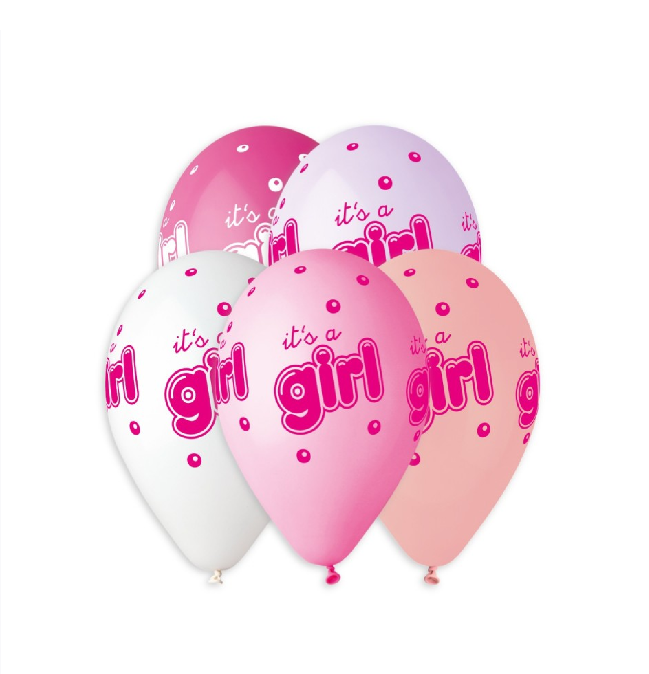 Latexballonger Premium It´s a Girl 5-pack 33cm