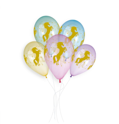 Latexballonger Premium Golden Unicorn 5-pack 33cm