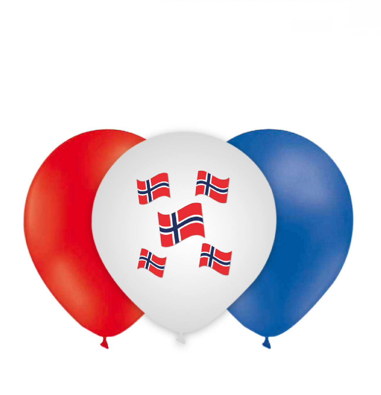 Latexballonger Röda & Blå med norska flaggor 12-pack