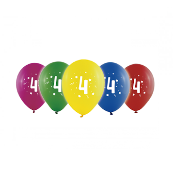 Sifferballonger Latex Siffra Fyra - 10-pack