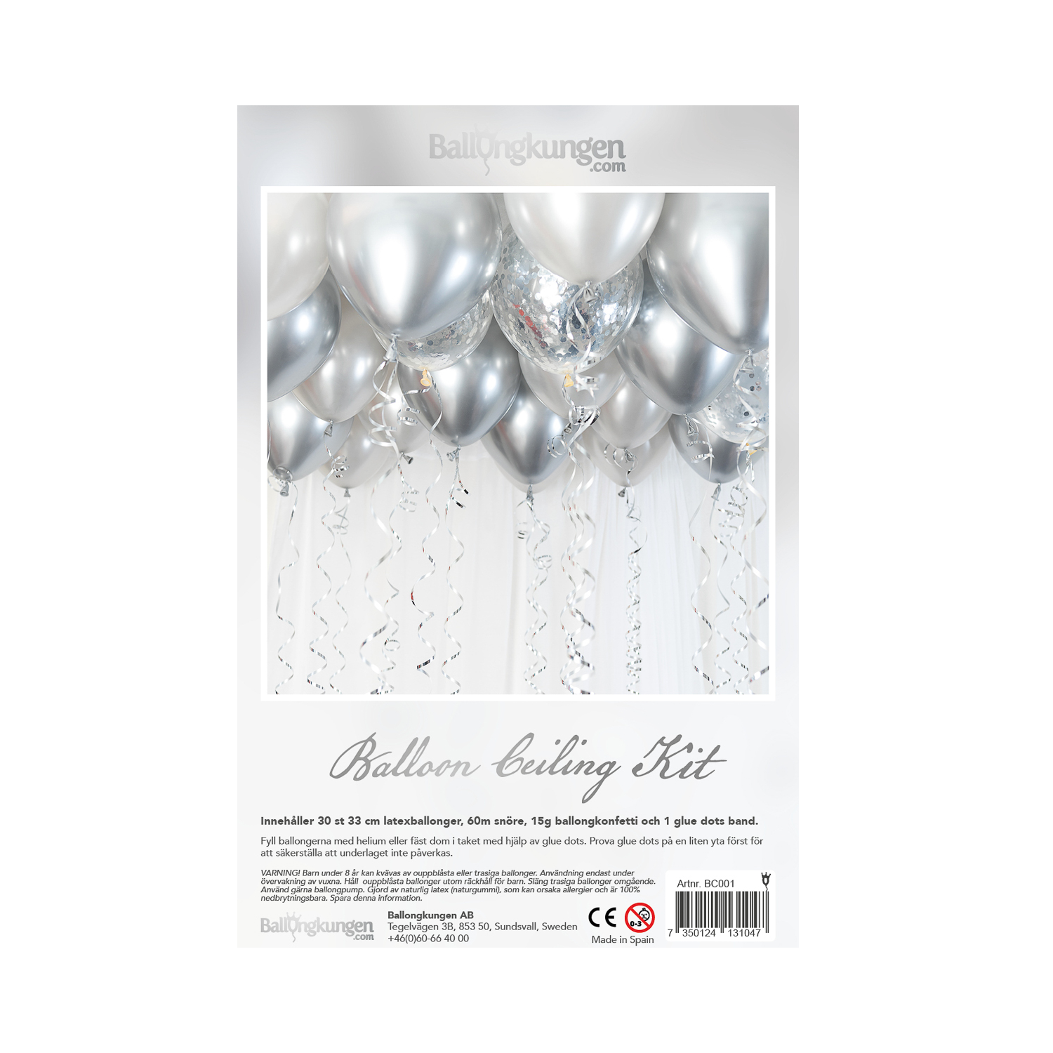 Takballonger Ceiling Kit Silver Krom