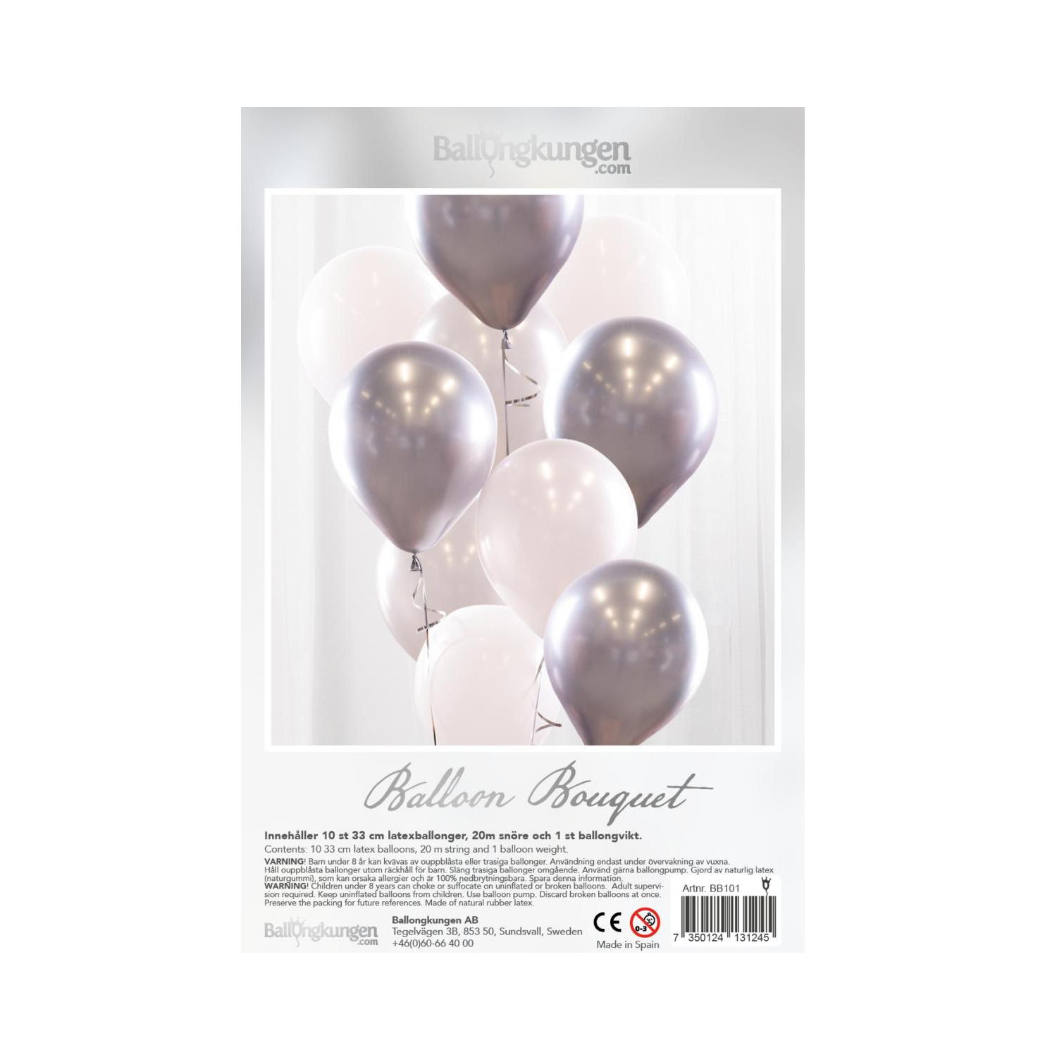 Ballongbukett Silver Krom