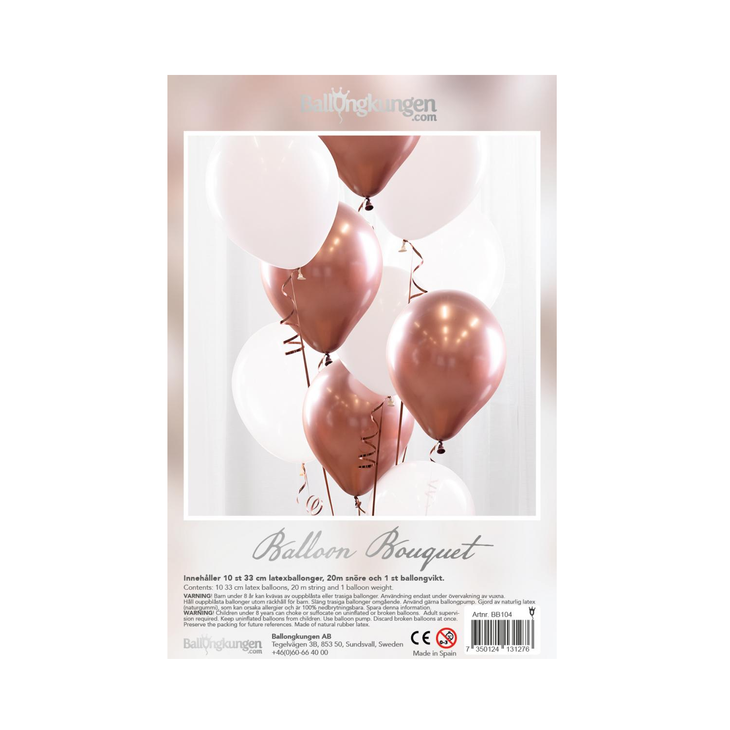 Ballongbukett Rosé Guld Krom