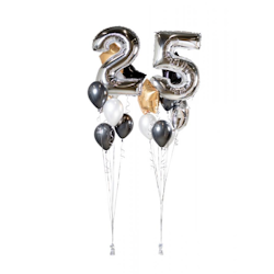 Ballongbukett Happy Birthday 25 Silver